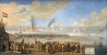  Batalla Lienzo - La batalla de Livorno 1653 Johannes Lingelbach